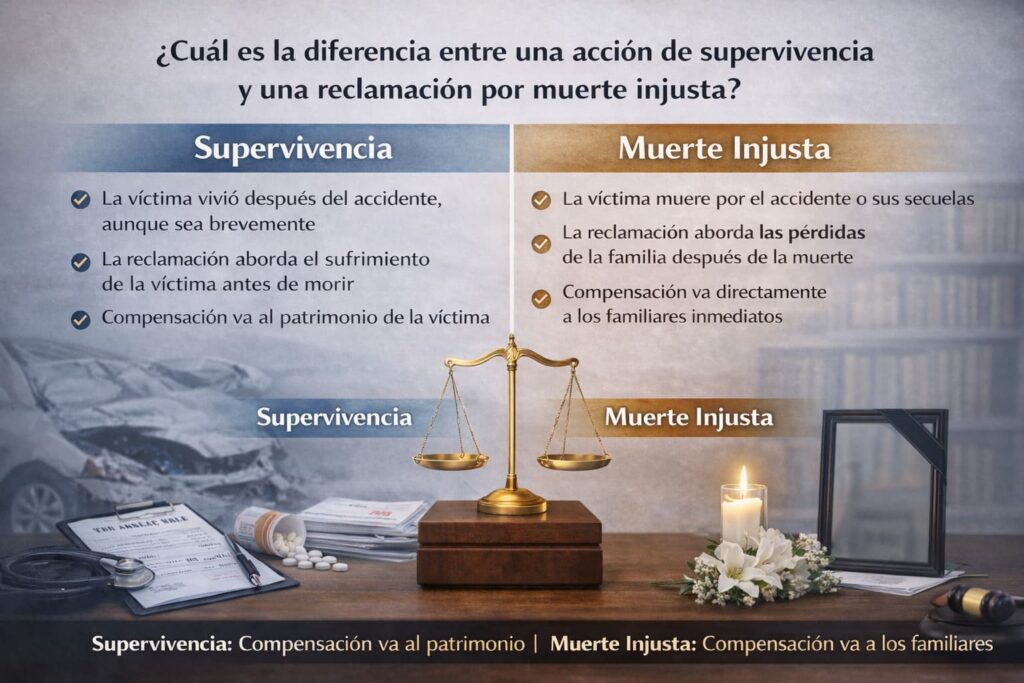 Diferencia entre acci&oacute;n de supervivencia y reclamaci&oacute;n por muerte injusta tras accidente automovil&iacute;stico fatal" title="Acci&oacute;n de supervivencia vs muerte injusta en accidentes automovil&iacute;sticos fatales