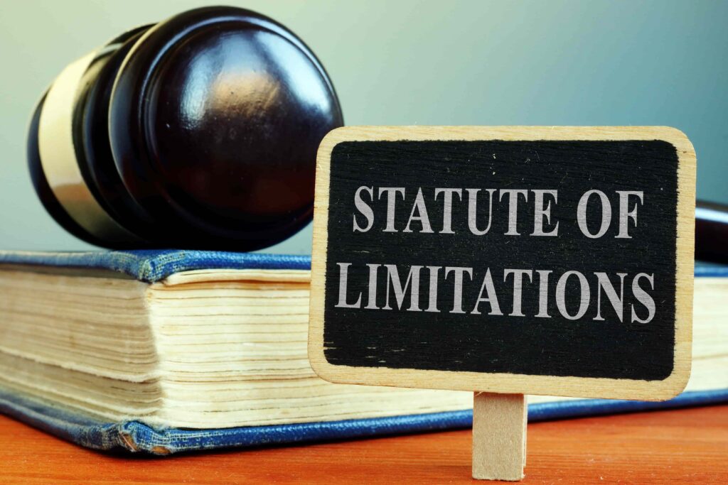 Sign displaying “Statute of Limitations” with a judge’s gavel and law book in the background, representing legal deadlines for filing lawsuits and civil claims. Sign displaying “Statute of Limitations” with a judge’s gavel and law book in the background, representing legal deadlines for filing lawsuits and civil claims.