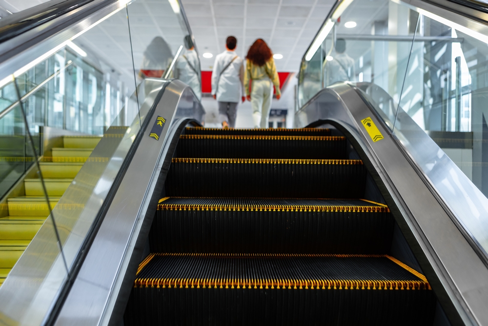View from ascending escalator